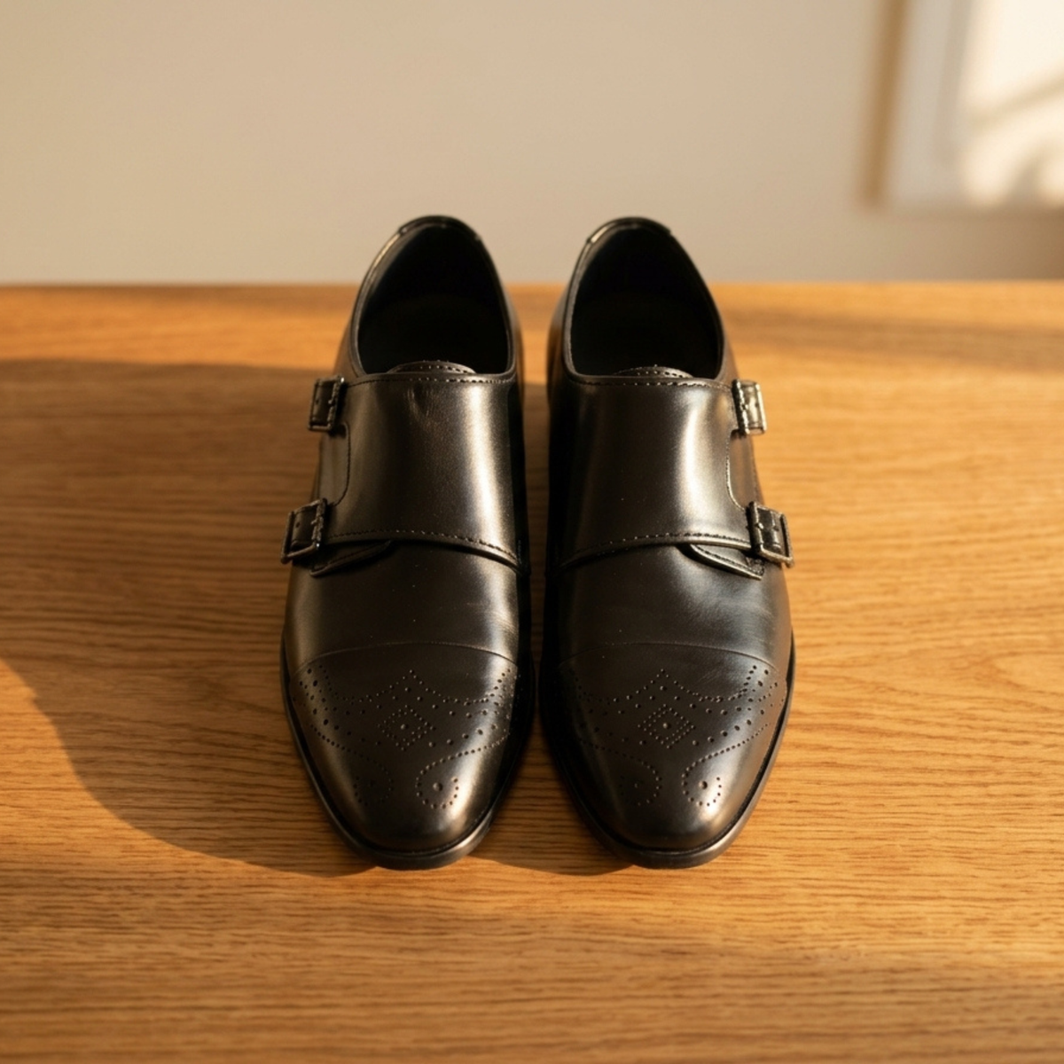 Double Monk Strap Shoes – Genuine Leather